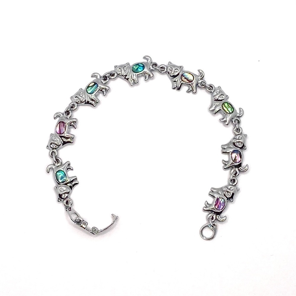 Bracelet Cats Links Silver Tone 7.25”